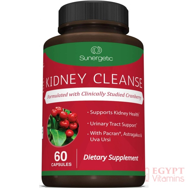 Sunergetic Premium Kidney Cleanse Supplement – Powerful Kidney Support Formula with Cranberry Extract Helps Support Healthy Kidneys & Urinary Tract Support– 60 Capsules