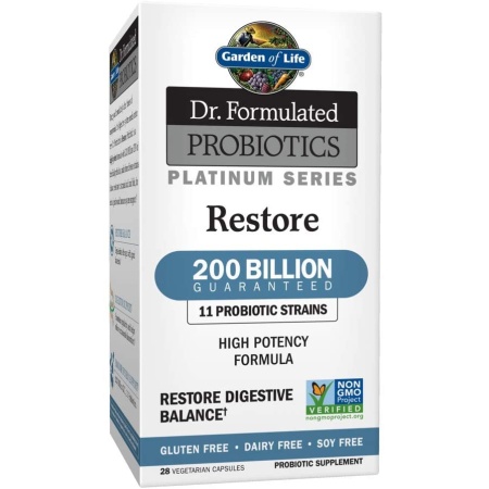 Garden of Life Dr. Formulated Probiotics Platinum Series Restore 200 Billion CFU, 28 Capsules