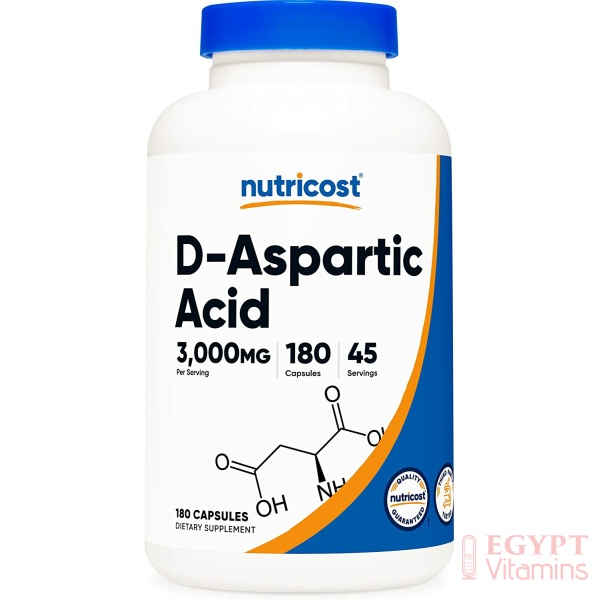 Nutricost D-Aspartic Acid (DAA) 3000mg, 180 Capsulesحمض الاسبارتيك 3000 مجم للجرعة ,180 كبسولة