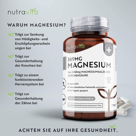 Nutravita Magnesium Citrate 2.250mg – 270 Vegan Capsules