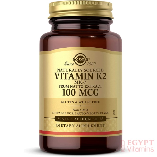 Solgar Vitamin K2 (MK-7) 100mcg, Supports Bone Health, 50 Capsules سولجار فيتامين ك2 ،تركيز 100 ميكروجرام-50كبسولة