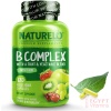 NATURELO B Complex - Whole Food Complex with Vitamin B6, Folate, B12, Biotin - Supplement for Energy and Stress - 120 Capsules