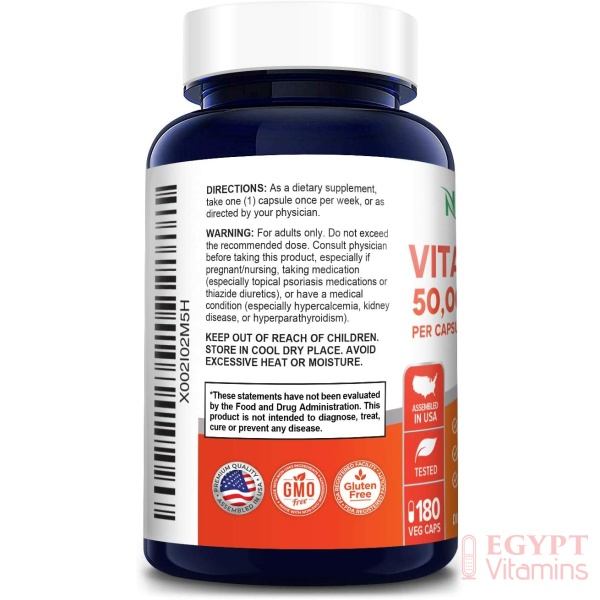 NUSAPURE Vitamin D3 50,000 IU 180 Veggie Capsules نوزابيور فيتامين د3 ,50000 وحدة دولية ,180 كبسولة نباتية - Image 3
