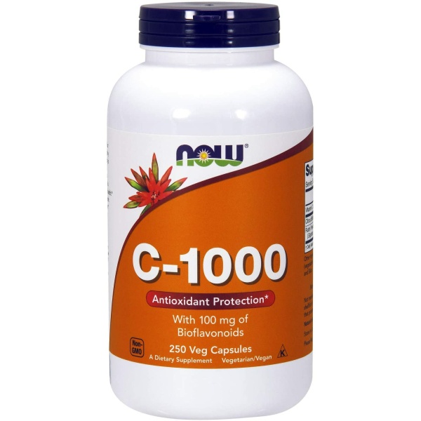 NOW Vitamin C-1,000 with 100 mg of Bioflavonoids, Antioxidant Protection, 250 Veg Capsules