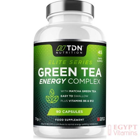 TDN Green Tea Plus Matcha Tea - for Energy & weight loss, 90 Capsules كبسولات شاى أخضر مع شاى أخضر ماتشا 1600 مجم، لزيادة إنتاج الطاقة، وتقليل التعب والإرهاق، و لفقدان الوزن ،90كبسولة نباتية