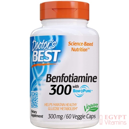 Doctor's Best Benfotiamine, Maintain Blood Sugar Levels, 300 mg, 60 Capsules البنفوتيامين 300مجم لصحة الجهاز العصبى والقلب والأوعية الدموية 60 كبسولة