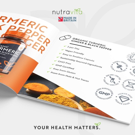 Nutravita Organic Turmeric Curcumin 1440mg-180 Vegan Capsules