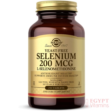 Solgar Selenium 200 mcg, Supports Antioxidant & Immune System Health - 250 Tablets سولجار السيلينيوم النباتى 200 ميكروجرام ، لصحة الجهاز المناعى ولصحة الجلد ، 250 حباية