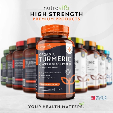 Nutravita Organic Turmeric Curcumin 1440mg-180 Vegan Capsules