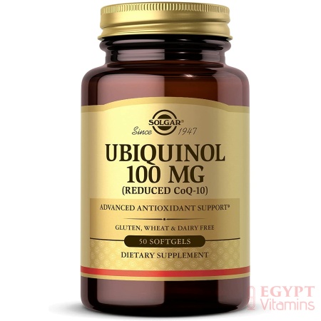 Solgar Ubiquinol 100 mg, Advanced Antioxidant Support - 50 Softgels سولجار يوبيكوينول 100 مجم للكبسولة لتعزيز وظائف القلب والمخ ولصحة الشيخوخة 50 سوفت جيل