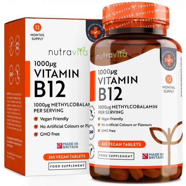 Nutravita Vitamin B12 (Methylcobalamin) 1000mcg - 365 Tablets فيتامين ب12، 1000 ميكروجرام ، 365 حباية