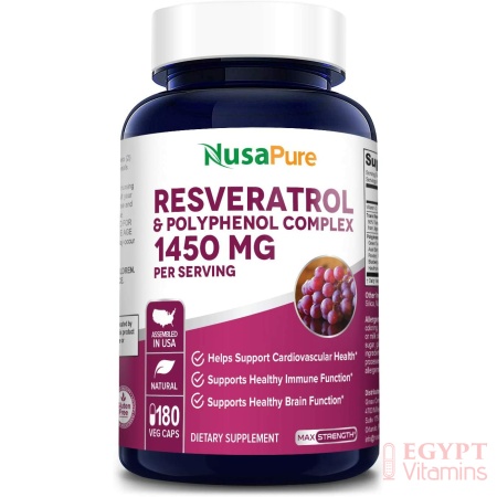 Nusapure Resveratrol & Polyphenol Complex 1450 mg,180 Capsules ريسفيراترول و بوليفينول مركب 1450 مجم ، 180 كبسولة