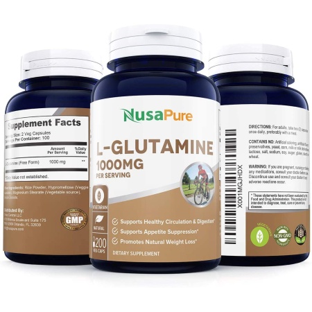 Nusapure L-Glutamine 1000mg per Serving – 200 Capsules