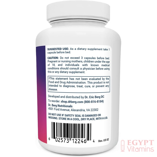 Dr. Berg's Sleep Aid, support regular sleep, 90 Capsules<BR/> دكتور بيرج ، مساعد النوم،مكونات طبيعية، 90 كبسولة - Image 4