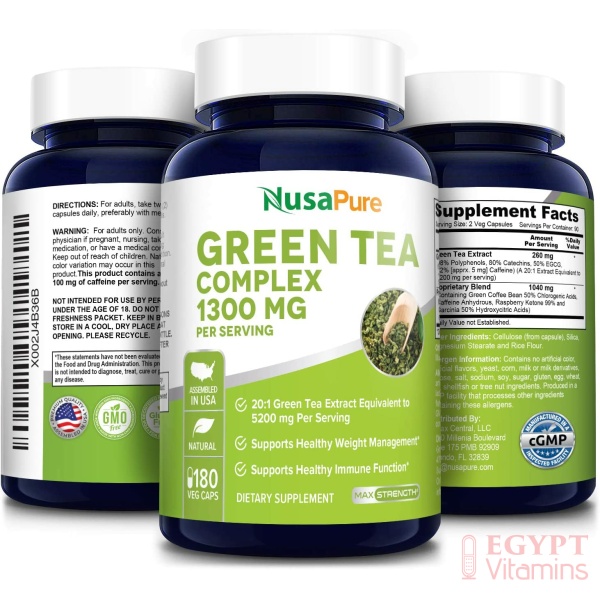 Green Tea Complex 1300mg 180 Veggie Caps (Non-GMO & Gluten-Free) with Green Coffee Bean, Caffeine, Raspberry Ketone, Garcinia نوسابيور 180 مجم من جرين تي كومبليكس، (خالٍ من العناصر المعدلة وراثيًا والغلوتين) مع حبوب القهوة الخضراء والكافيين والكيتون توت العليق والغرسنية - Image 7
