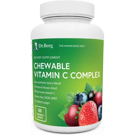 Dr. Berg Chewable Vitamin C Complex | Organic Berry Blend | 60 Wafers