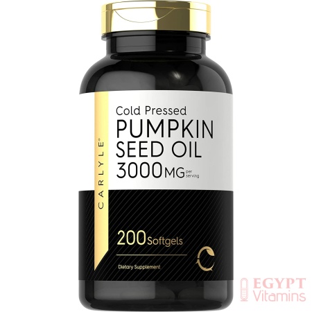 Carlyle Pumpkin Seed Oil | 3000mg | 200 Softgel Capsules| Cold Pressed زيت بذور اليقطين 3,000 مجم للجرعة معصور على البارد ، 200 سوفت جيل