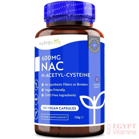 Nutravita NAC N-Acetyl-Cysteine 600mg,150 Capsules ان _أسيتيل سيستايين 600 مجم، 150 كبسولة