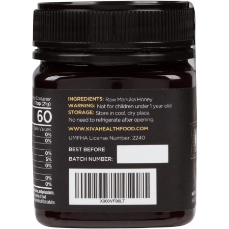Kiva Raw Manuka Honey, Certified UMF 20+ (MGO 825+) - 250 Grams