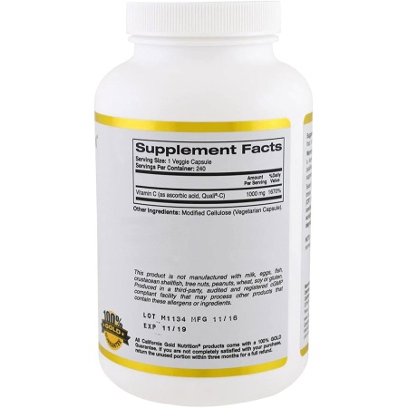 California Gold Nutrition Gold C Vitamin C – 1000mg – 240 Veggie Capsules