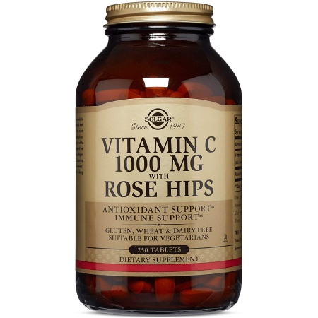 Solgar Vitamin C 1000 mg with Rose Hips, 250 Tablets