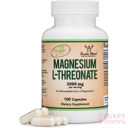 Double wood Magnesium L Threonate 2,000 mg – 100 Capsulesثريونات الماغنيسيوم 2000 مجم للجرعة لدعم صحة النوم والوظائف المعرفية ، 100 كبسولة