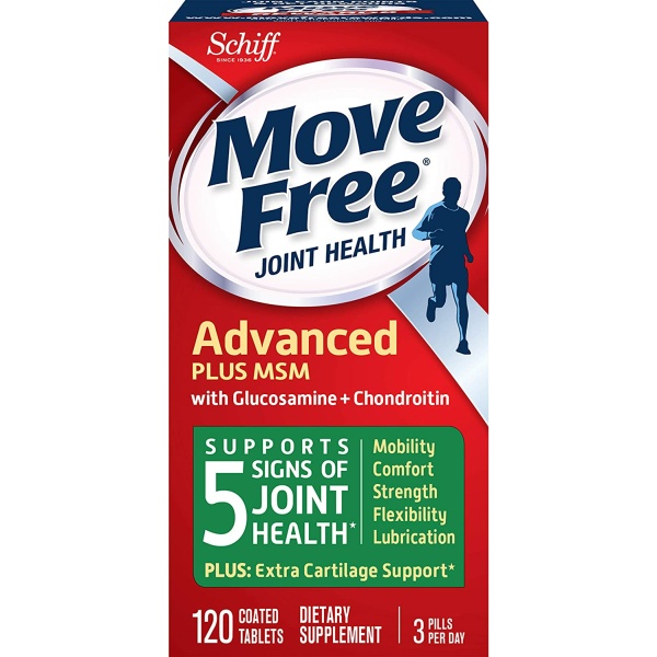 Schiff Move Free Advanced, Supports Mobility, Flexibility, Strength, Lubrication and Comfort - Glucosamine & Chondroitin Plus MSM - 120 Tablets