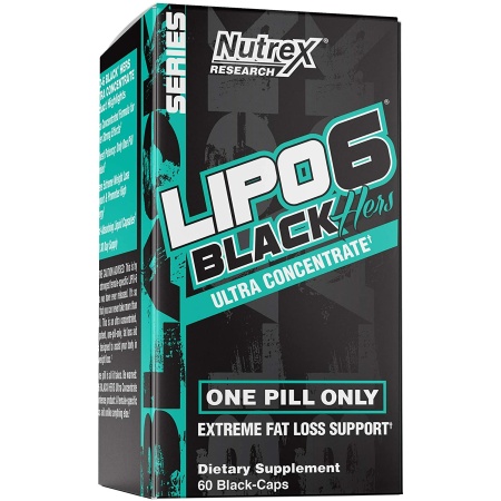 Nutrex Research Lipo-6 Black Hers Ultra Concentrate | Fat Burner for Women | Hair, Skin, Nails Support | 60 Count ليبو- 6 الأسود عالى التركيز ، حبوب لحرق الدهون وزيادة فقدان الوزن للنساء و لصحة الشعر والجلد والأظافر ، 60حباية