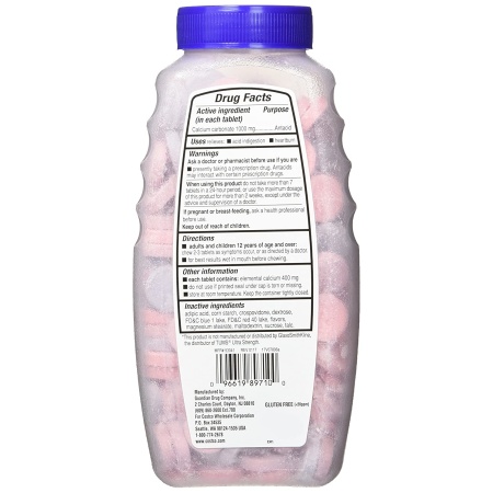 Kirkland Signature Ultra Strength Antacid Calcium Carbonate 1000 MG - Assorted Berry Flavors, 265 Tablets