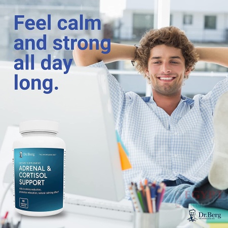 Dr. Berg’s Adrenal Cortisol Support Supplement – 90 Capsules – Made with Vegetarian Ingredients