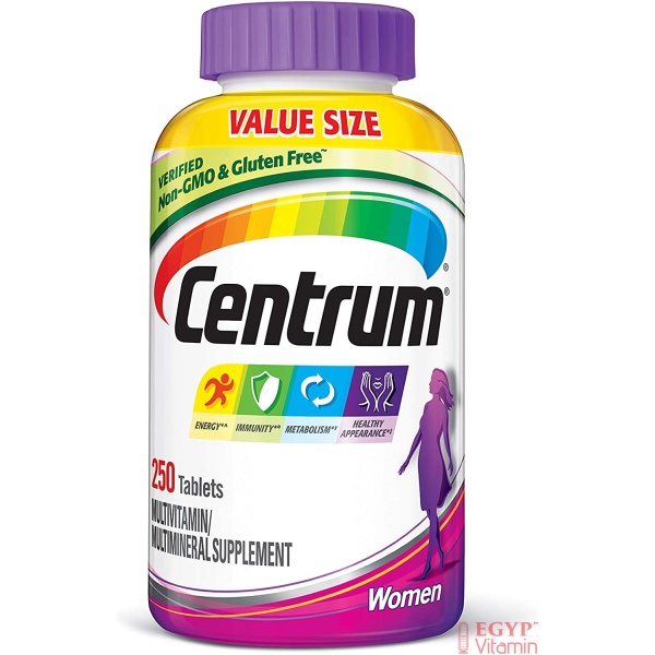 Centrum Multivitamin for Women, Multivitamin/Multimineral Supplement with Iron, Vitamins D3, support energy metablism immunity - 250 Tablets