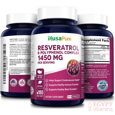 Nusapure Resveratrol & Polyphenol Complex 1450 mg,180 Capsules