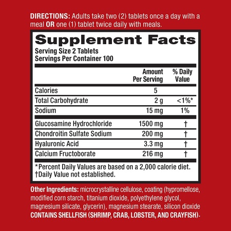 ingredients of Schiff Move Free Advanced -Glucosamine & Chondroitin-200 Tablets