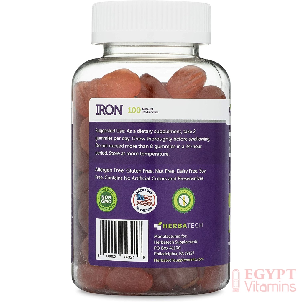 HERBATECH Iron Gummies for Adults and Kids, Chewable Multivitamin