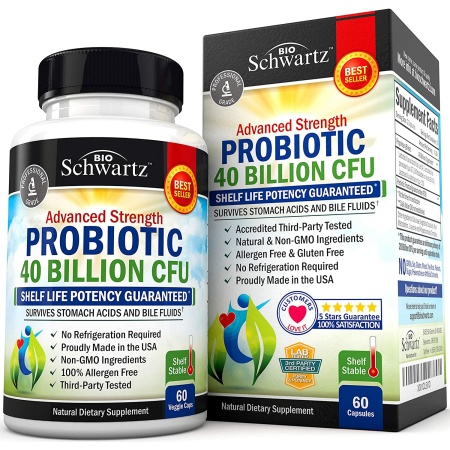 Schwartz Probiotic 40 Billion CFU – 60 Capsulesبروبيوتيك 40 مليار وحدة دولية ، 60 كبسولة
