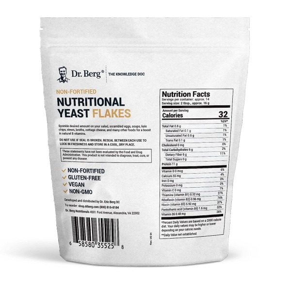 Dr. Berg Premium Nutritional Yeast Flakes | Non-Fortified Natural B Vitamins, Ingredients