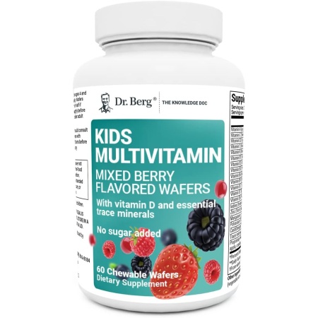 Dr. Berg Kids Chewable Multivitamins | Sugar-Free Mixed Berry Vitamins | 60 Chewable Wafers