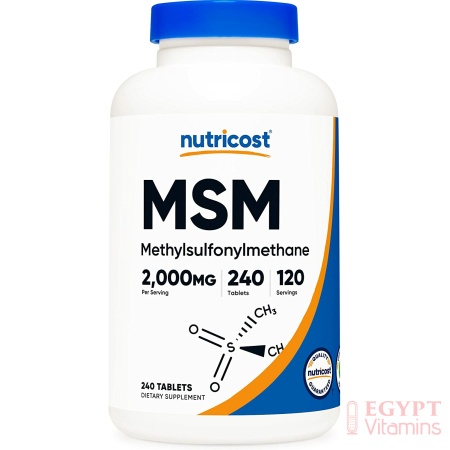Nutricost MSM Tablets (Methylsulfonylmethane) 2000mg , 240 Tabletsميثيل سلفونيل ميثان 2,000 مجم ، لصحة المفاصل والغضاريف ، 240 قرص