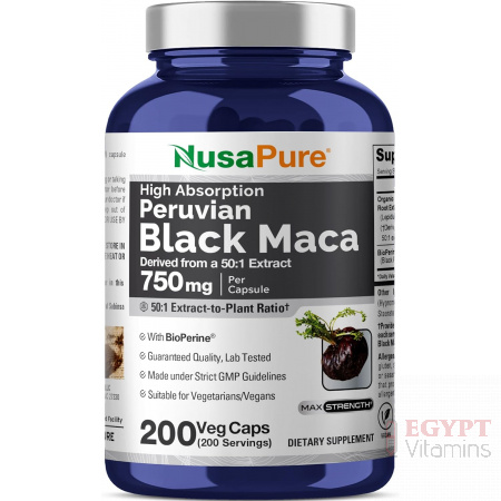 NusaPure Black Maca Root 750 mg | 200 capsules