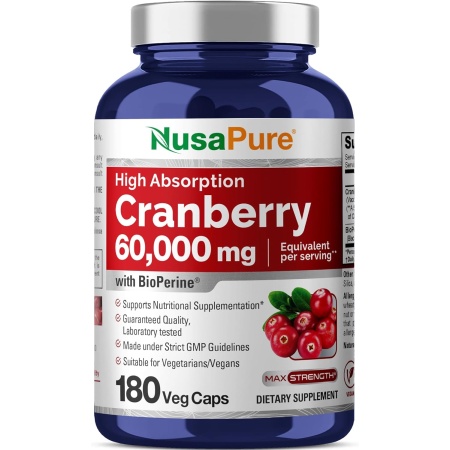 Nusapure, Cranberry 60000 mg, 180 Capsules