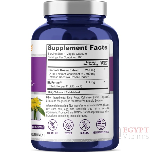 NusaPure Rhodiola Rosea 7500mg Extract 180 Veggie Capsules - Image 2