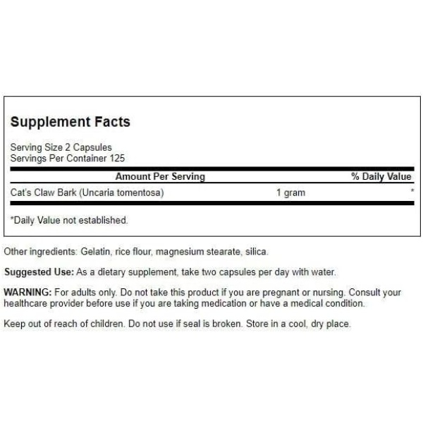 Swanson Full Spectrum Cat’s Claw – Antioxidant Support – 500 mg | 250 Capsules - Image 2