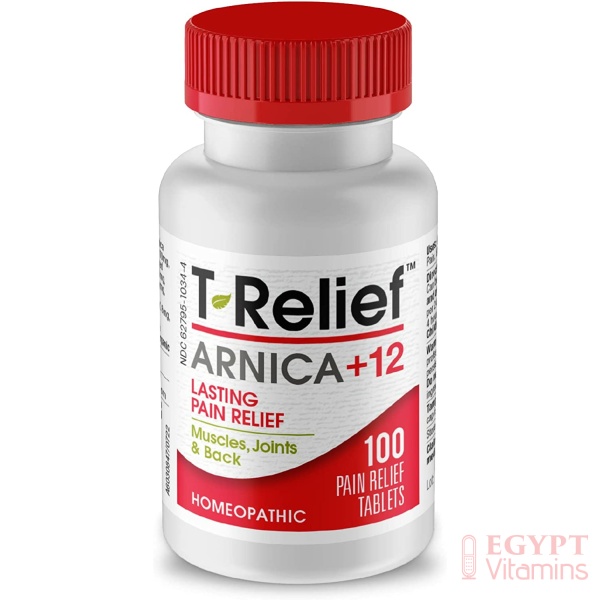 T-Relief Arnica +12 Natural Relieving Actives for Back Pain Joint Soreness Muscle Aches & Stiffness Whole Body Fast-Acting Relief for Women & Men - 100 Tablets