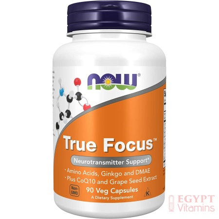 NOW Supplements, True Focus™ with Amino Acids, Ginkgo, DMAE + CoQ10 and Grape Seed Extract , 90 Veg Capsules
