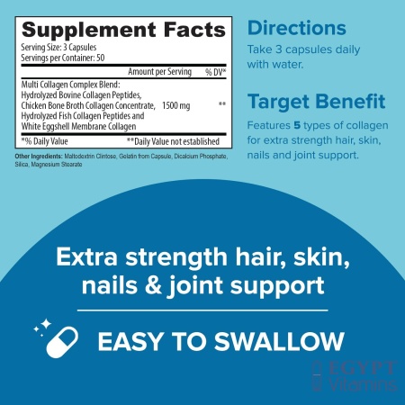 Sanar Naturals Collagen Pills Multi Collagen Complex - Type I, II, III, V, X - Extra Strength Hair Skin Nails Joints - Hydrolyzed Collagen Peptides Supplement, 150 Capsules