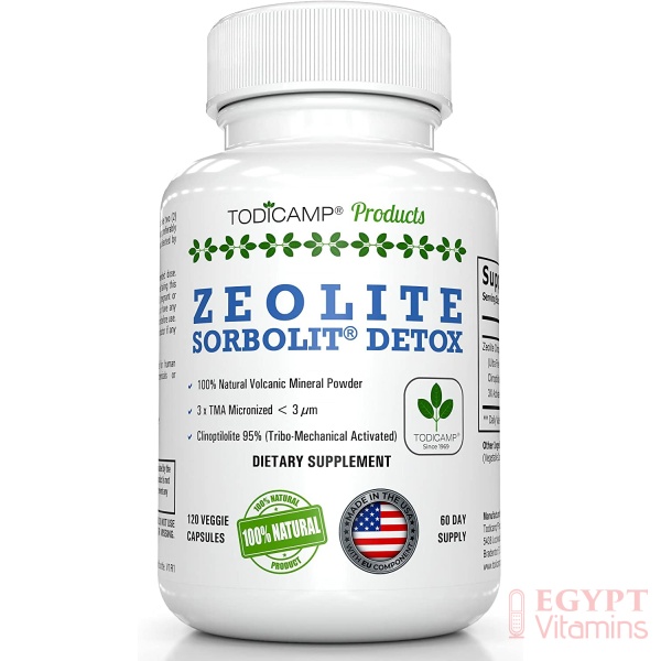 TODICAMP Zeolite Detox - Zeolite Capsules Sorbolit Ultra FINE 1-2 µm - Zeolite Clinoptilolite Powder 95% - 3X Activated - 120 Capsules - Zeolite Powder Supplement - 2 Months Supply