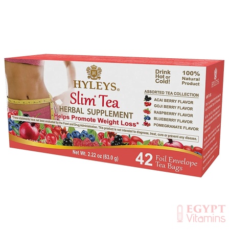 Hyleys Slim Tea 42 Ct Assorted - Weight Loss Herbal Supplement Cleanse and Detox - 42 Tea Bags