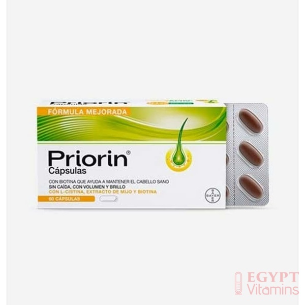 Priorin Capsules Food Supplement with Biotin, L-Cystine, Millet Extract and Pantothenic Acid, to Maintain Healthy Hair, 60 Capsules