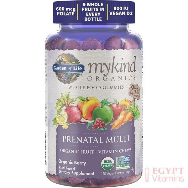 Garden of Life Prenatal Gummies Multivitamin with Vitamin D3, B6, B12, C & Folate for Healthy Fetal Development mykind Organics – Organic, Non-GMO, Gluten-Free, Vegan, Berry Flavor, 30 Day Supply