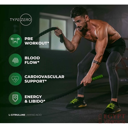 Type Zero L-Citrulline Malate Powder 2:1 6X (6000mg | Unflavored) Ultra Clean L Citrulline, Nitric Oxide Booster, Pre Workout - Nitrous Oxide Vasodilator Supplement